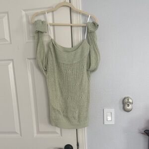 Elegant Off-the-Shoulder Green Sweater
